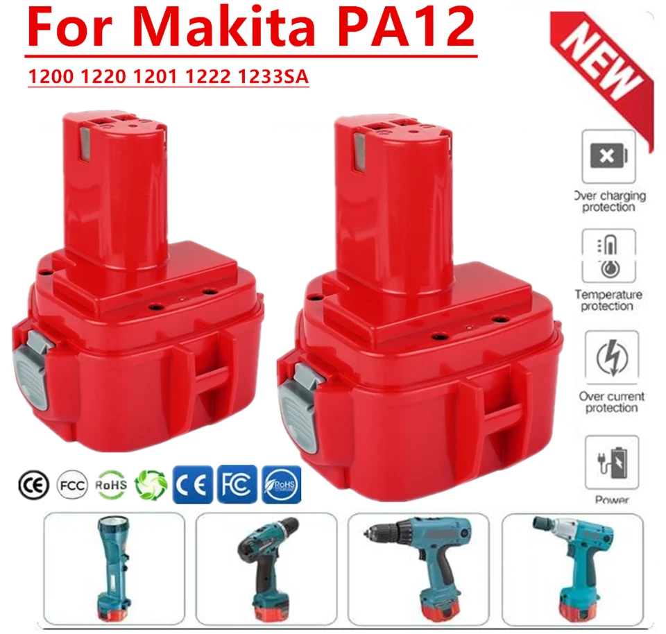 Záložná batéria a nabíjačka pre Makita PA12, 4000 mAh, 12v, Ni MH, 1200, 1220, 1201, 1222, 1233SA/B1235, 192681-5