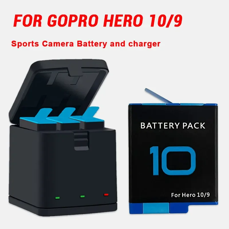 Záložná batéria Plná dekódka pre GoPro Hero 10 9 Go Pro Hero9 Športové kamery Nabíjateľné batérie + nabíjačka USB Type-C 3 Slot USB