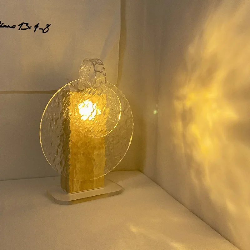 Západ slnka Voda Vzor svetla tieň Atmosféra Svetená sieť červená romantická rotujúca drevená stolová lampa premieta