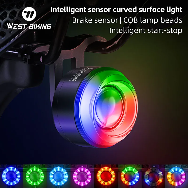 Západná bicykel Nočná jazda na bicykli Colorful Tail Light Road Bicykle Sensor Sensor Light Mountain Bike Výstražné svetlo Cyklistické vybavenie
