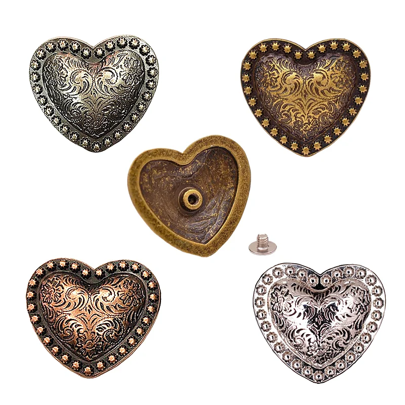 Západná headstall Horse Tack Love Heart Antique Strieborná kvetinová bobuľová sedlová kožená receptúra ​​conchos skrutkovača dozadu