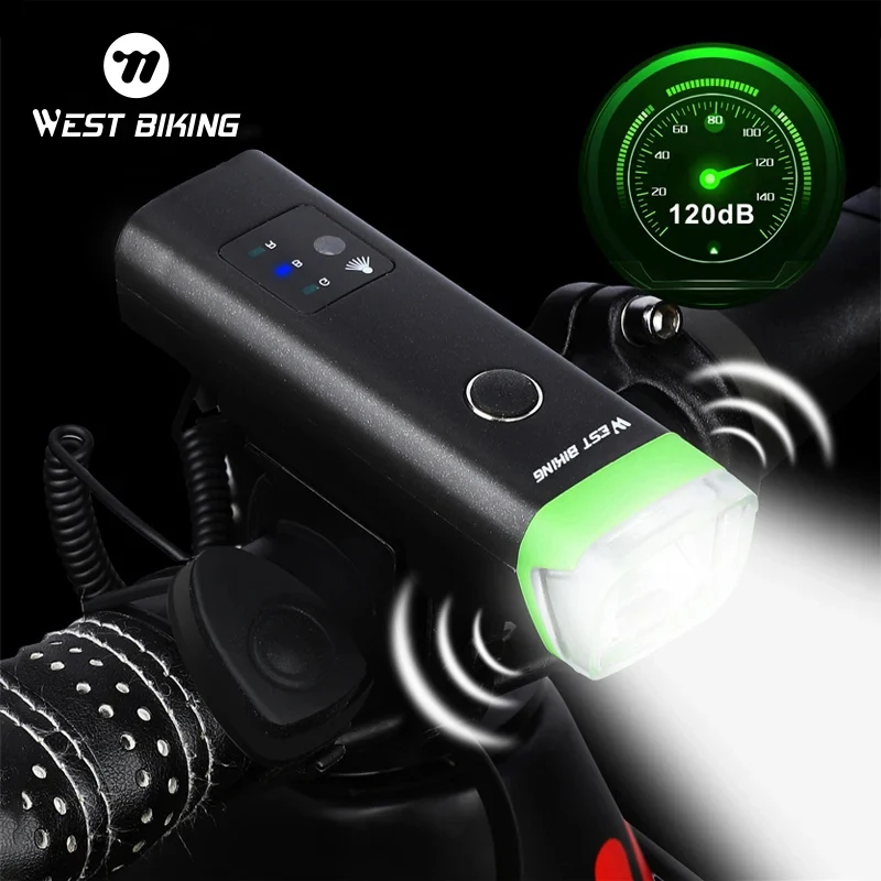 Západné bicyklovanie Smart Sensor Light MTB Road Road Bicycle Front Lamp s rohom nabíjateľné LED svetlomet bezpečnostnej cyklistickej baterky