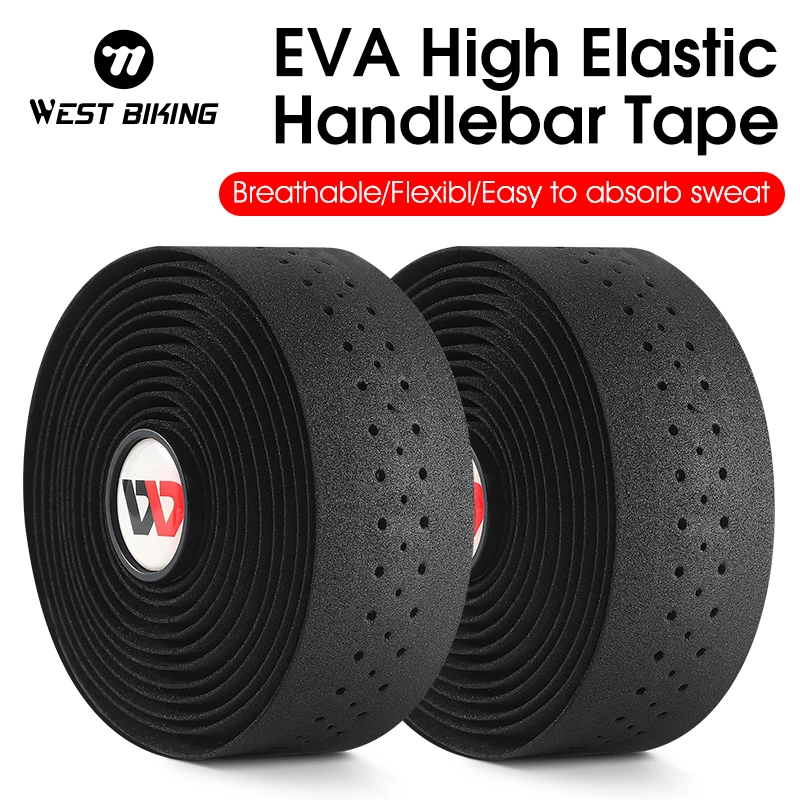 Západné cyklistické bicykle páska na riadidlách na bicykli Eva Pu Bar Tape Tape Soft Cycling Tlmenie s 2 barovými zástrčkami Road Bicycle Proti-Strip Shock Rains