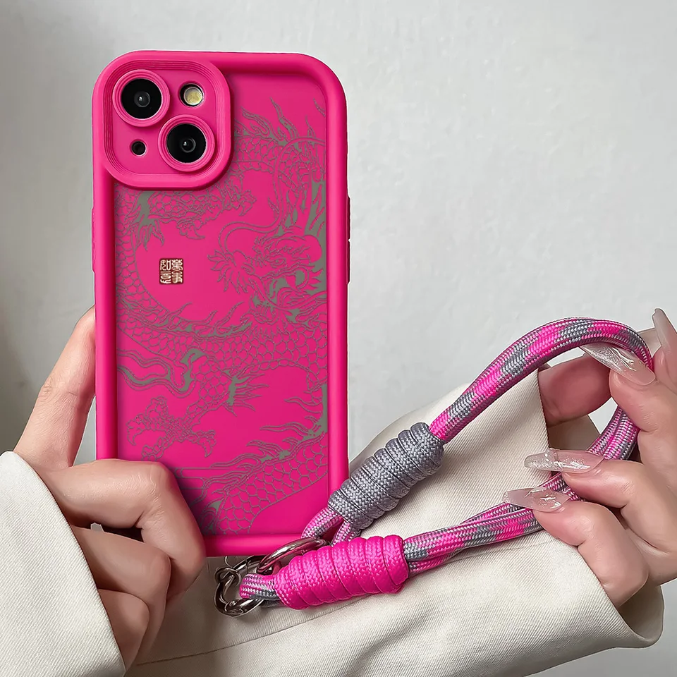 Záprakový reťazec na šnúrku pre Xiaomi 14 12 13 13T 11t 12t POCO x6 x5 x3 F3 F5 Pro Lite Cool Dragon Soft TPU TPU Hang Strap Cover