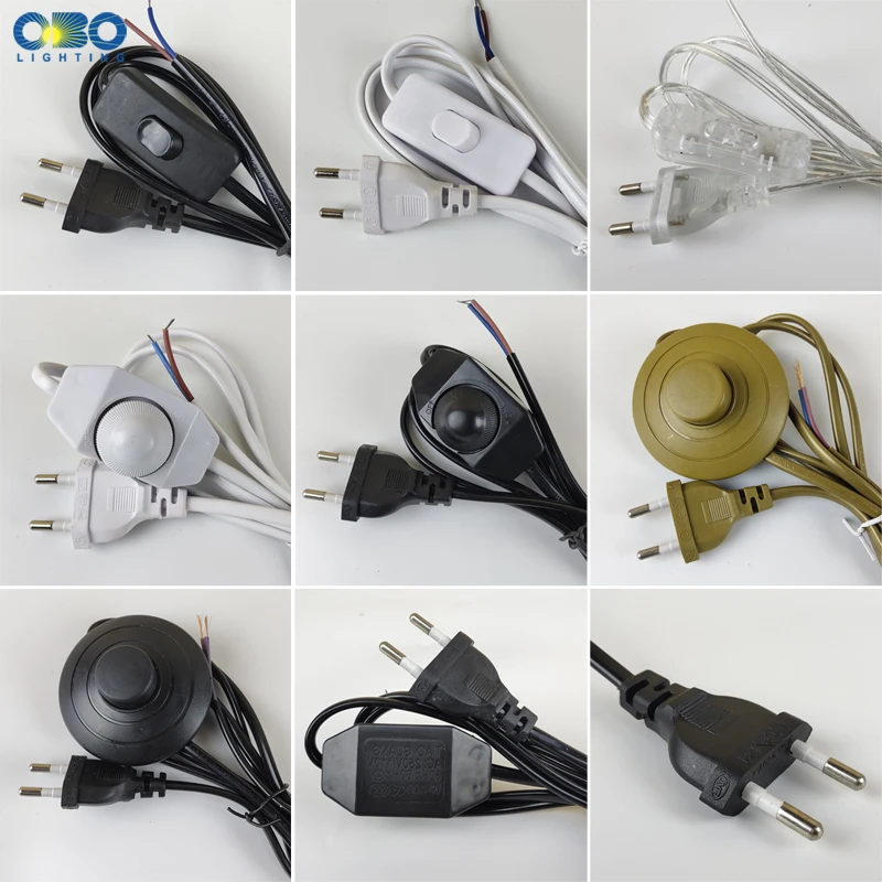 Zátka EU s prepínačom drôtu 1,7 m stmieva čierna/biela lampa pre stolovú lampu pre stolovú lampu 110-220V Elektrický drôt v USA