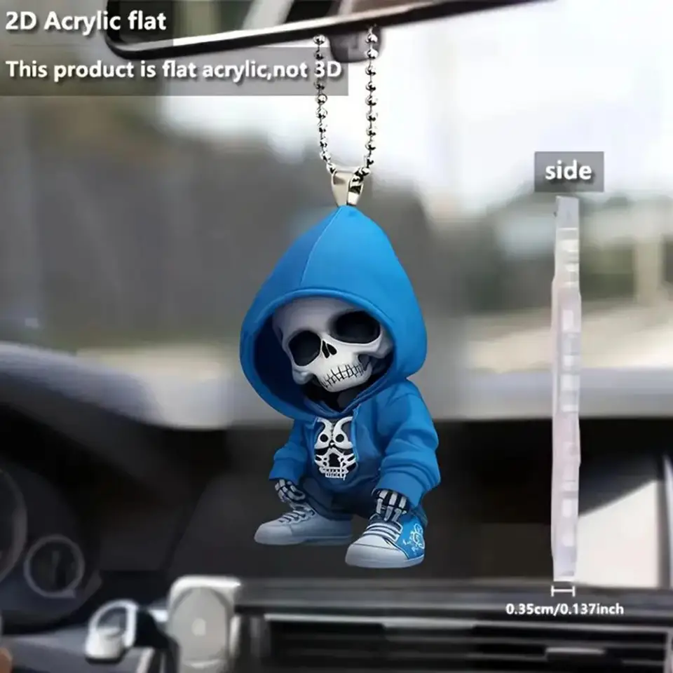 Závesná dekorácia lebky ľahký pes ornament Unikátne akrylové závesné dekorácie pre spätné zrkadlo vianočného stromu