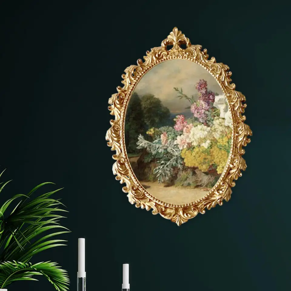 Závesné ozdobené ozdobné snímky Resin Roplipané rámcový retro štýl Barokový fotografický rámec pre domácu svadobnú chodbu Galéria dekor