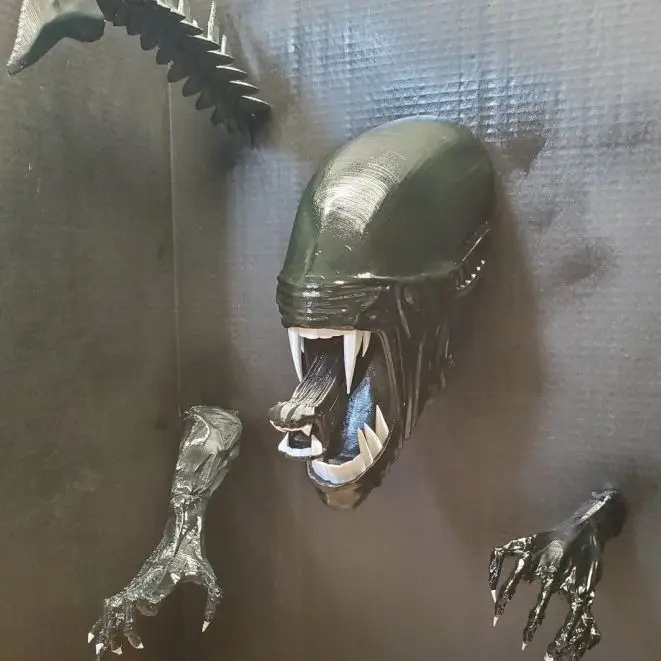 Závesné ozdoby Giant Xenomorph Head Xenomoprh Wall Art Alien XenomoprH -Xenomorph maska ​​masku na masku s uterákmi na uteráky