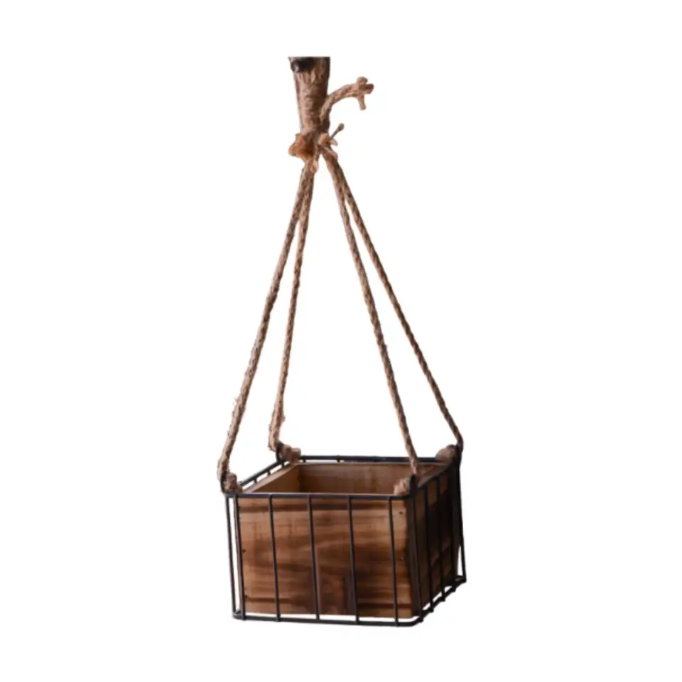 Závesný kvetinový kôš Ornament kvetinové vrcholy hnedé závesné kvetinové hrniec kvetinový držiak na balkónový palubný jarný letný dvor