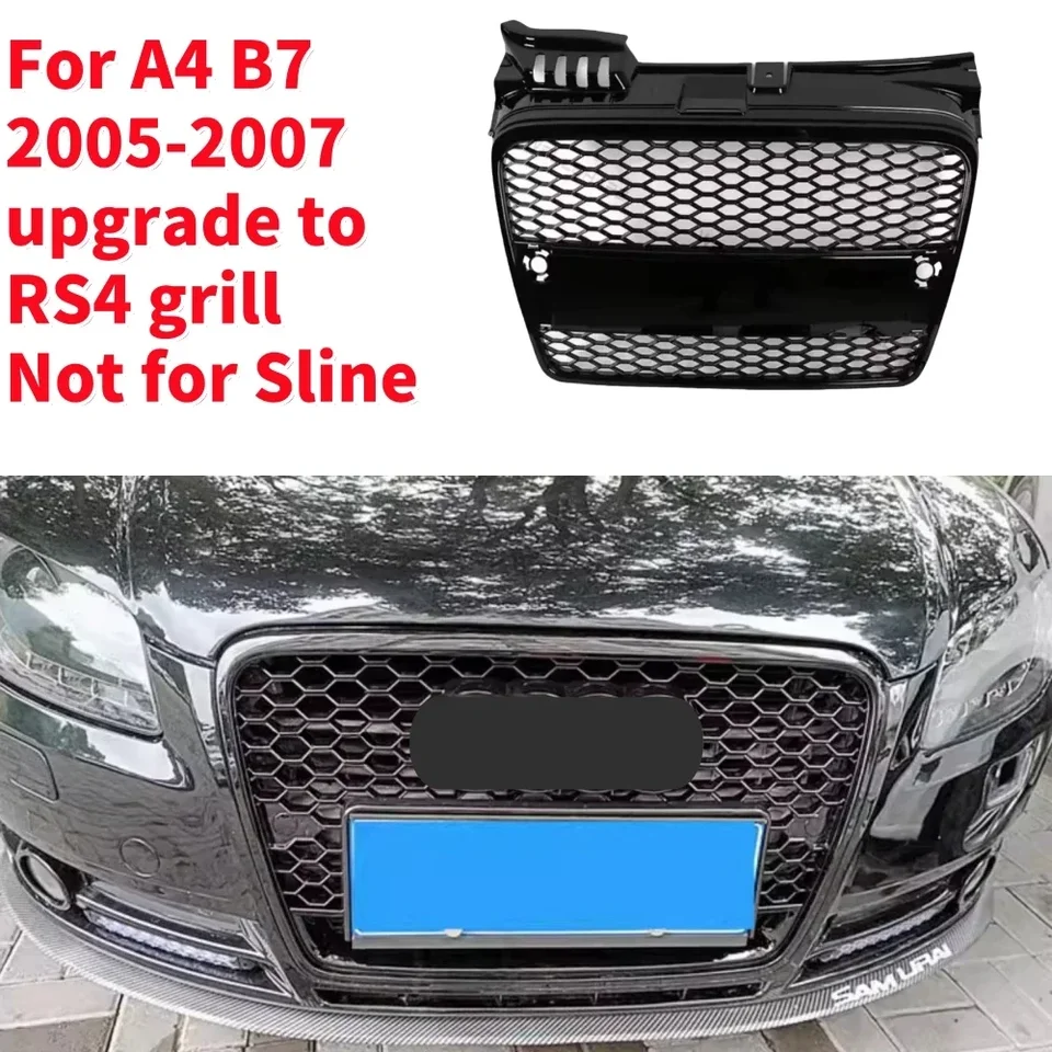 Závodné grily predné kapucne mriežka auto predný nárazník Grill Center Grill pre gril RS4 pre A4 B7 2005-2007 （Nie pre šmykľavku）
