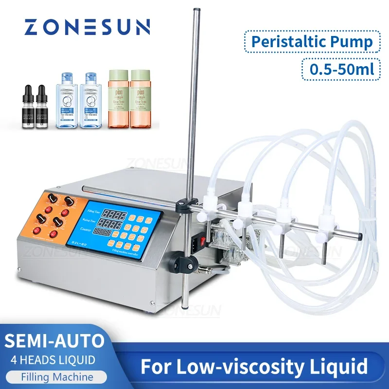 Zóna 4 hlavy fľaškovú vodu Faller Semi-Automatic Liquid Fľaštička na stolovú plošinu ZSS-YTPP4T