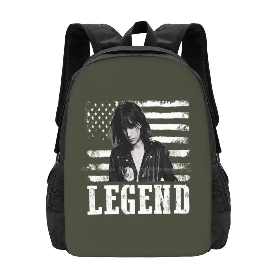 Zúfalá americká vlajka Patti Smith Music Legend School Bag Bath Capacity Batoh LoPtop Punk 70s Hudba New York Vintage