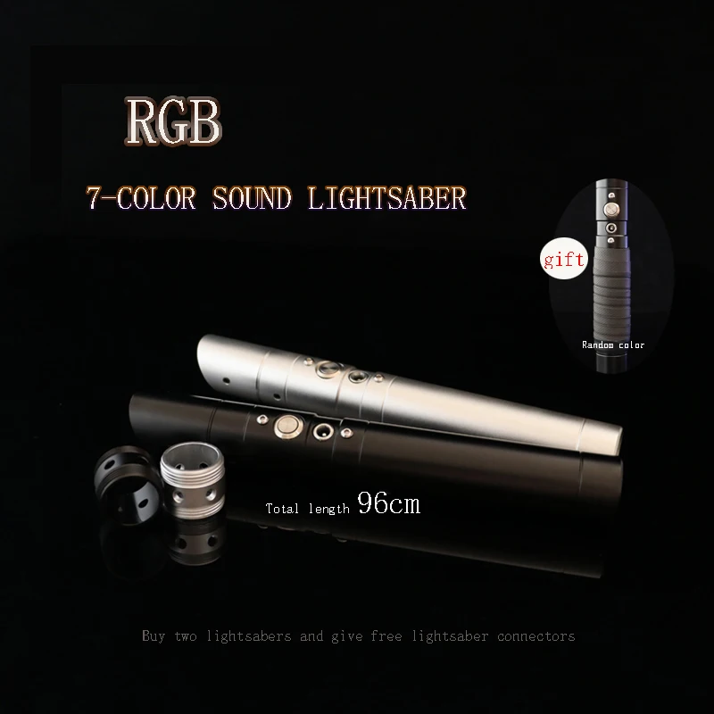 Úplne nová 96 cm Jedi sedem farieb RGB Lightsage Metal Rukoväť so zvukovými efektmi chlapec Duel Cosplay hi-tech detské hračky vianočný darček