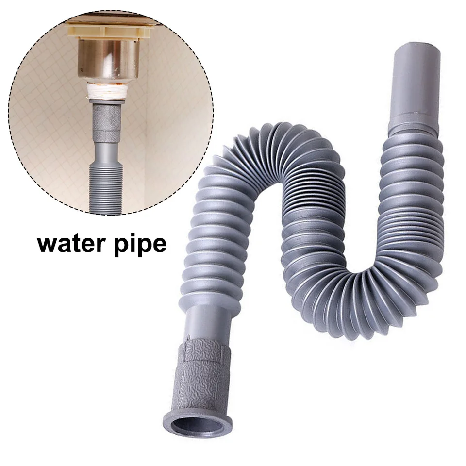 Úplne nová vynikajúca hadica na odtok hadice 1ks príslušenstvo PP + PVC Gray Plastic Water Drain predĺženie kúpeľne