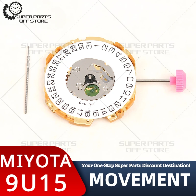 Úplne nové a originálne Japonsko Miyota 9U15 Dátum pohybu v 3/6 Quartz Movement Watch Accessories