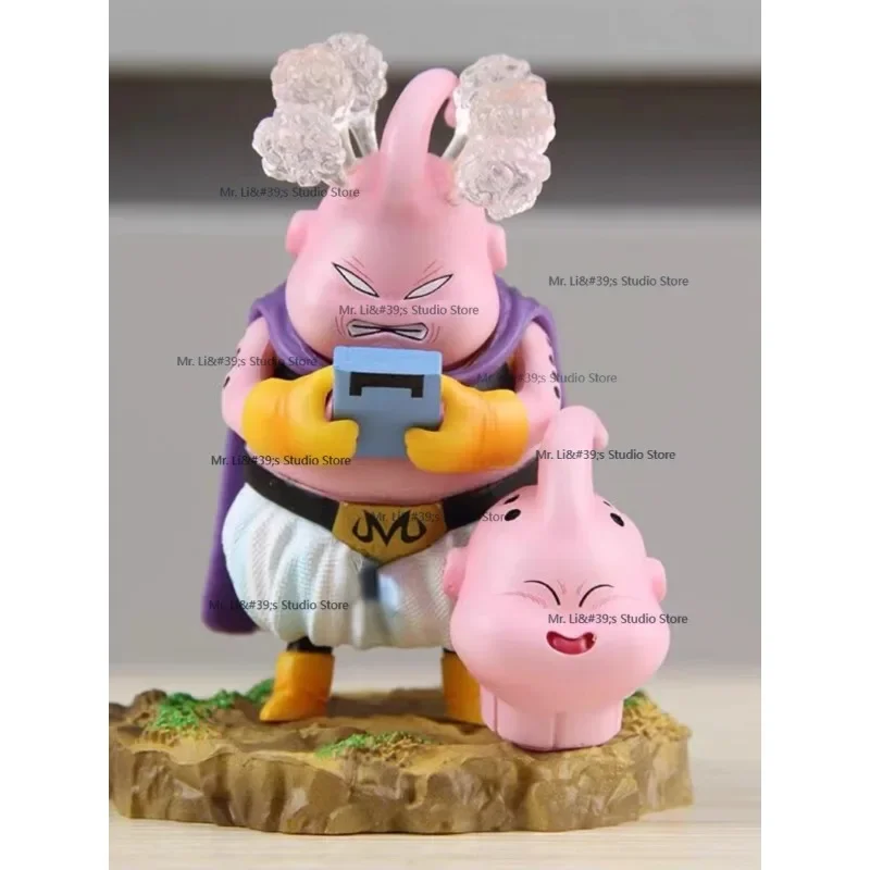 Úplne nový 10cm Chibi Dragon Ball Majin Game Console Buu Shape Double Head Model Hračky Ozdoby Hobby Collection Gift