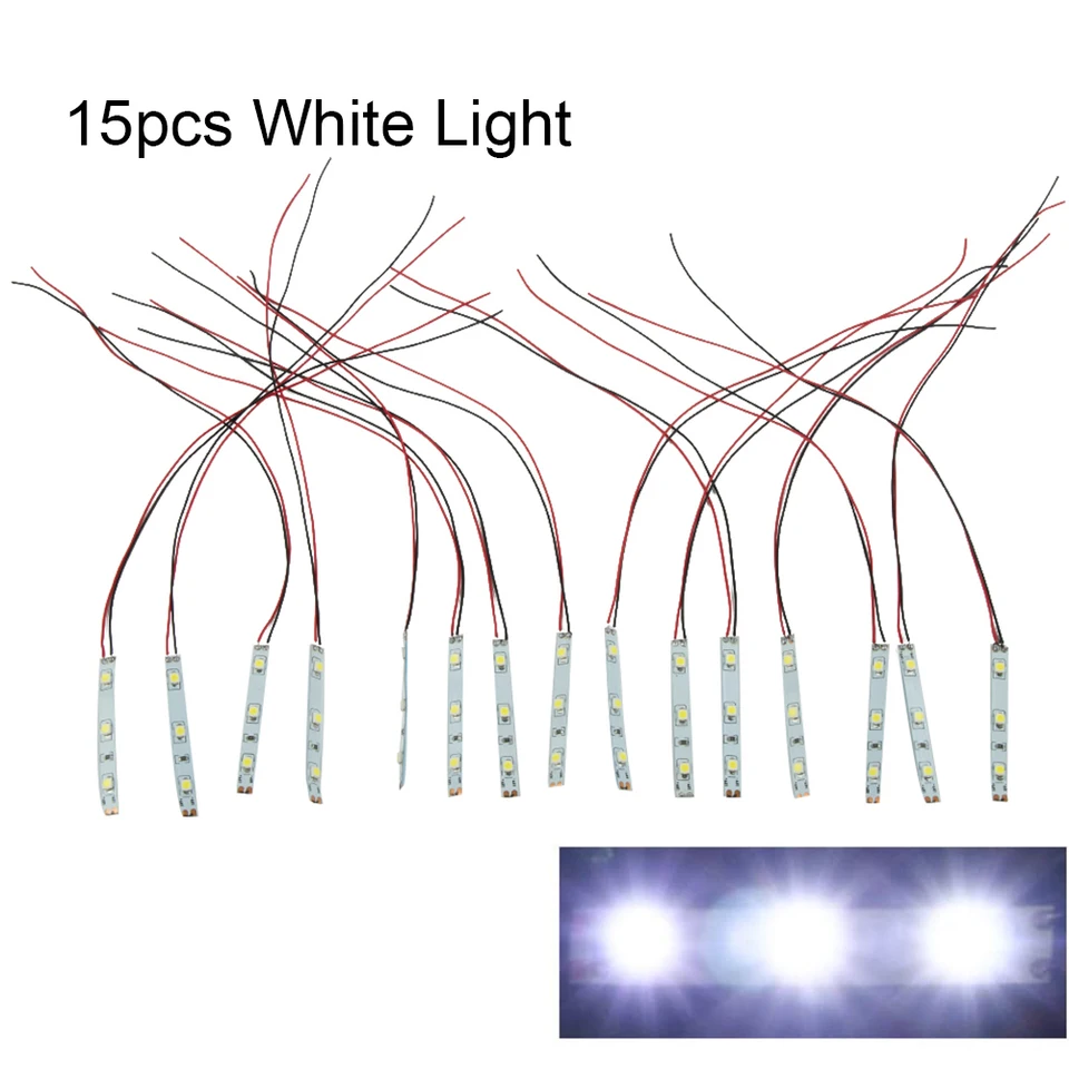 Úplne nový 15 * LED svetlo Svetlý Svetlý pás 10ks 50 x 8 x 2,5 mm LED Teplé svetlo/biele svetlo pre železnicu a usporiadanie budovy!