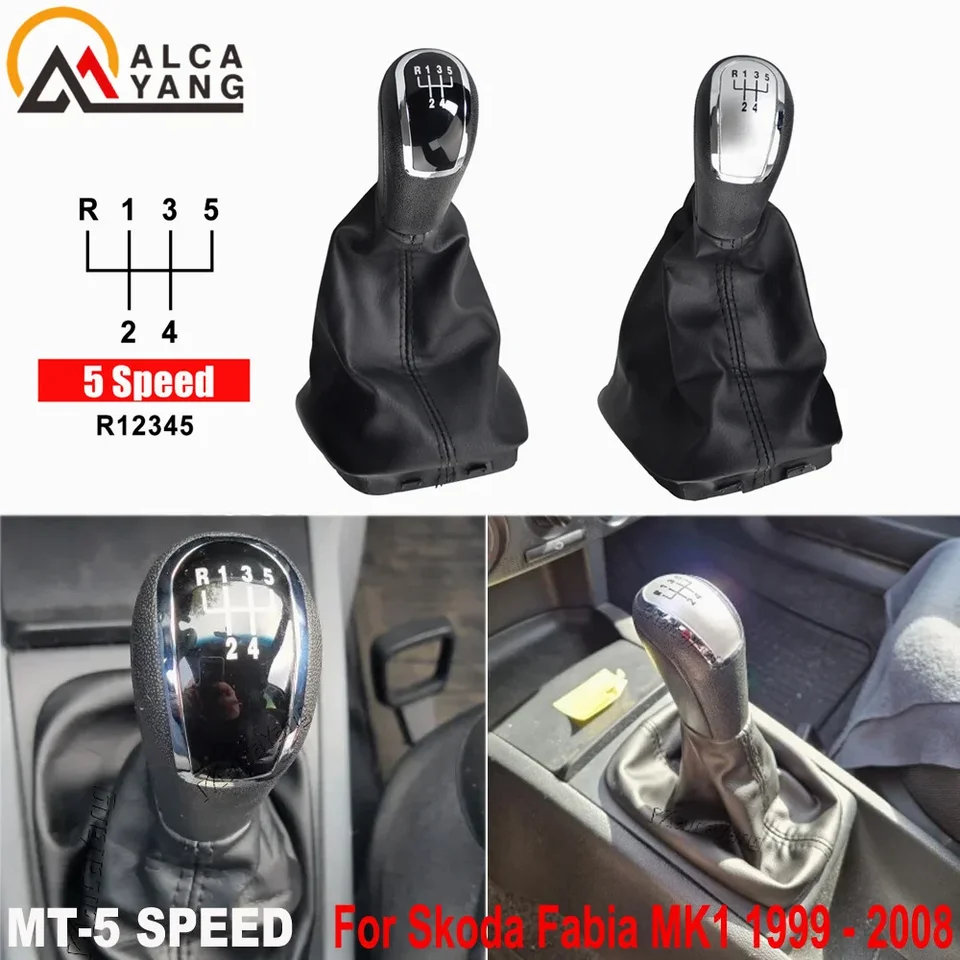 Úplne nový gombíkový gombík hlava 5 Speed ​​Manual Shift hádzačka pre Škoda Fabia MK1 1999-2008