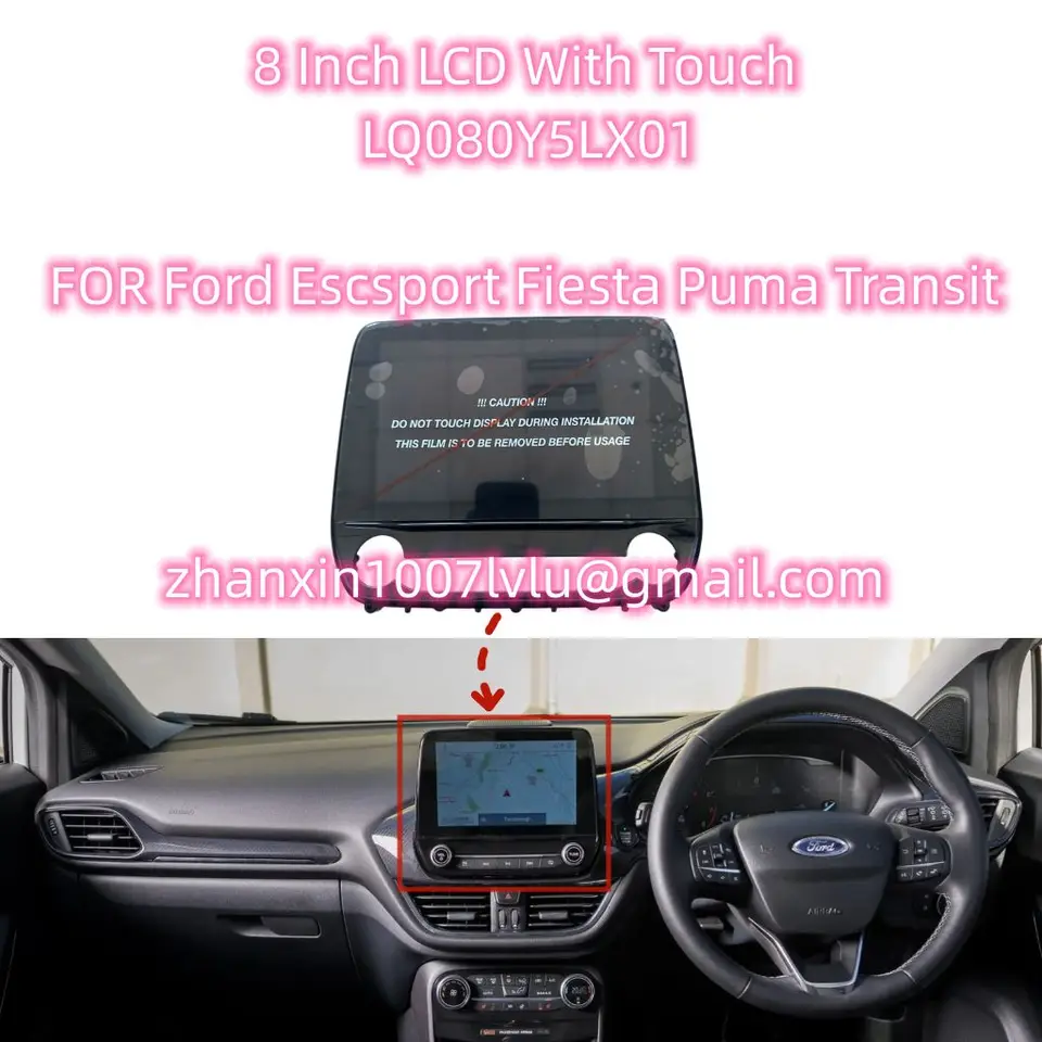 Úplne nový originálny 8 -palcový LCD s dotykovou obrazovkou LQ080Y5LX01 pre Ford Escsport Fiesta Puma Transit Car CD Audio Radio navigácia