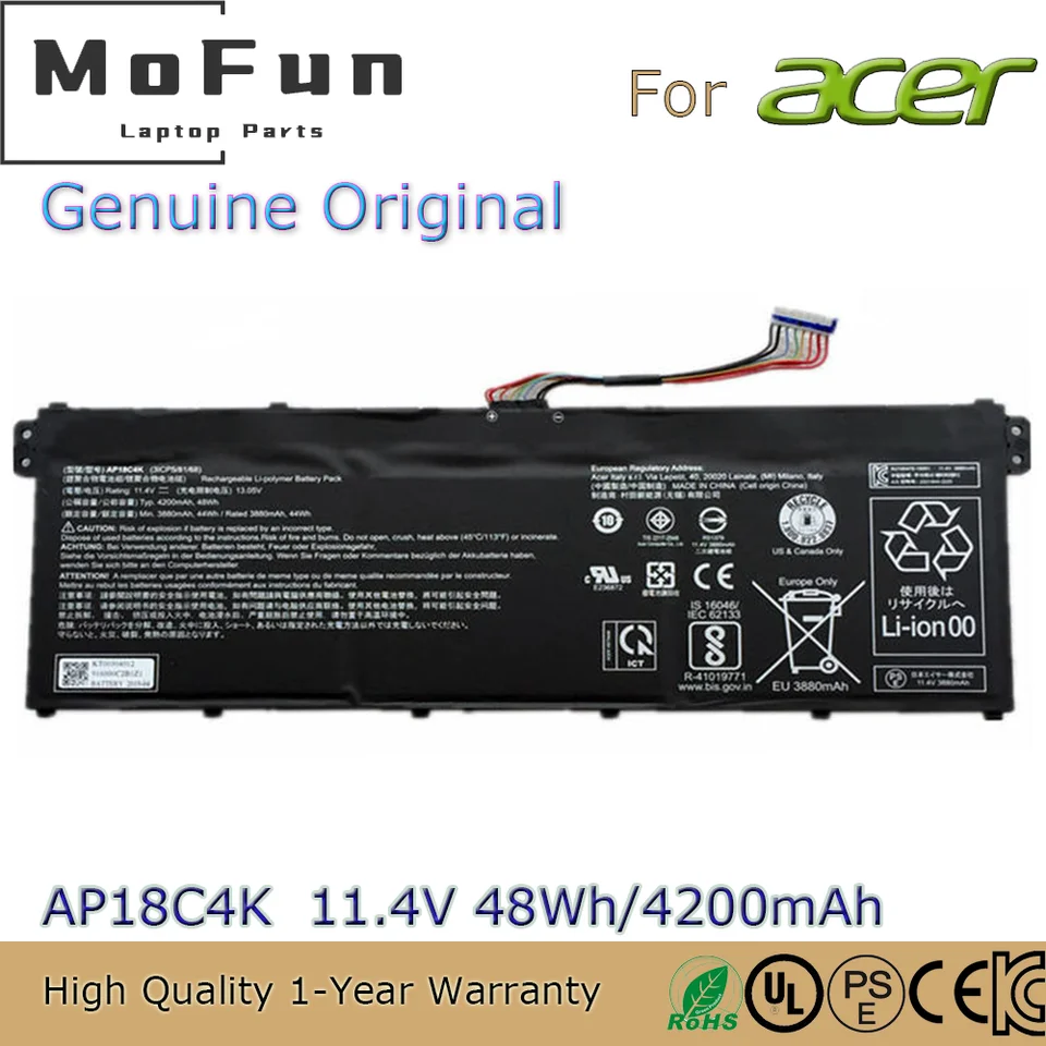 Úplne nový originálny AP18C4K AP18C4K 11.4V 48/50,29WH pre laptop batérie pre ACER Aspire 5 A514-52 A515-43 A515-44 A514-52G A515-43