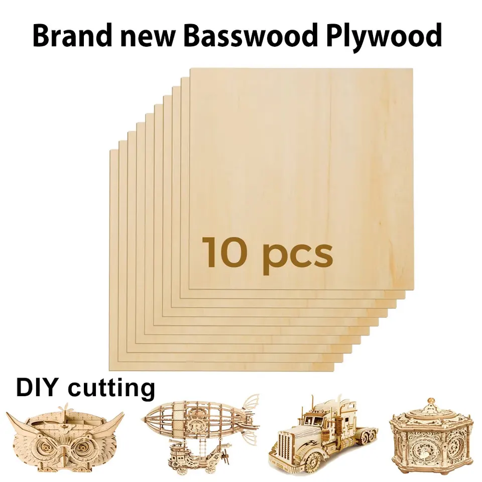 Úplne nový preglejkový basswood pre remeslá nedokončené drevené drevené drevené drevené dosky pre laserové gravírovanie a laserové rezanie CO2.