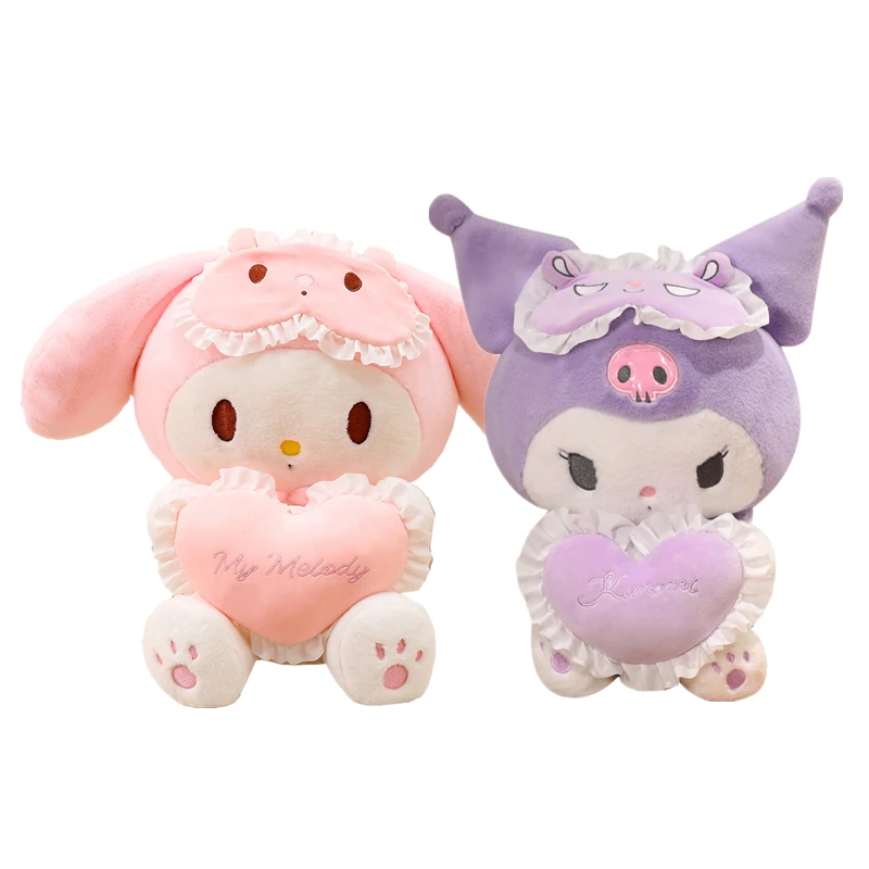 Úplne nový roztomilý kuromi/melody očná maska ​​Love Heart Plush Dekoratívne vankúš