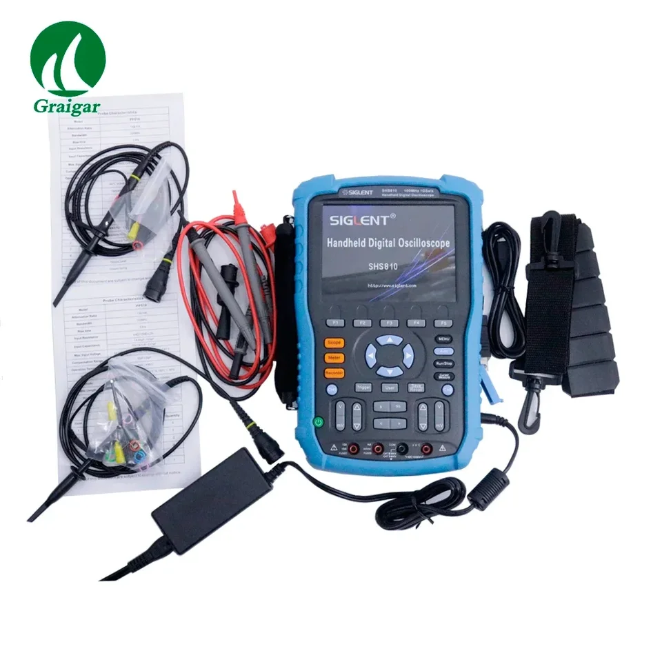 Úplne nový SHS810 vreckový digitálny digitálny Siglent osciloskop 2-kanál 100 MHz 1GSA/S 2M 5,7