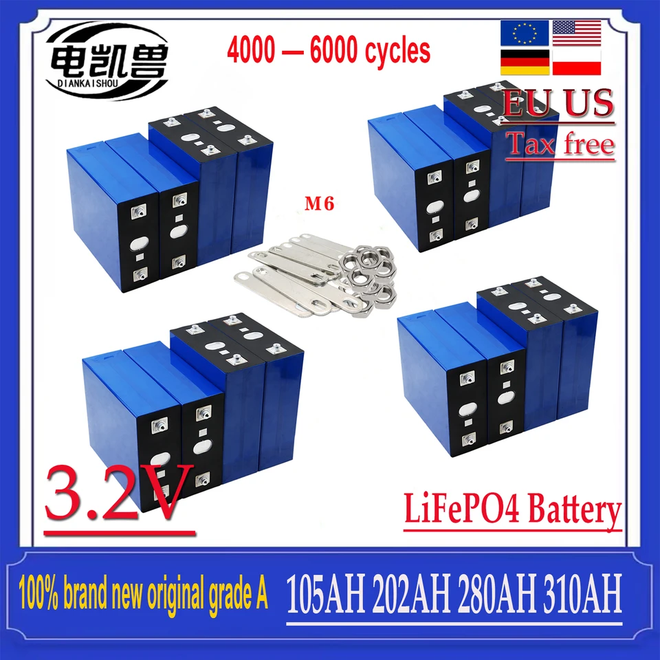 Úplne nový stupeň A LifePo4 280AH 3,2V 310AH 202AH 105AH lítium batérií Prismatic Li Ion Nabíjateľné LIFEPO4 3,2V BATTERIE