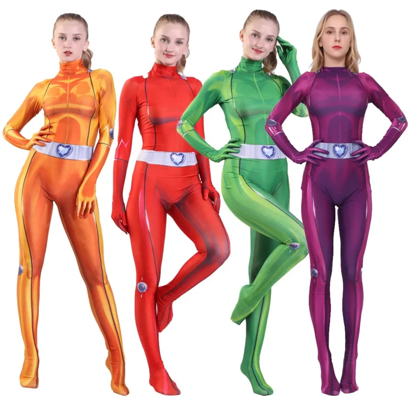 Úplne Spies Cosplay kostým anime Clover Ewing Samantha Simpson Alexandra Zentai spandex skoky kombinézy BodySuit Women Girls
