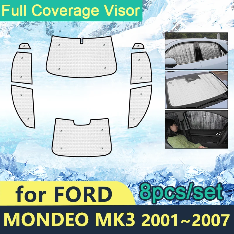 Úplné krytie Sunshades pre Ford Mondeo MK3 2001 ~ 2007 Obrysové auto Ochrana pred slnkom Černé sklo Černé okno Príslušenstvo 2006 2005