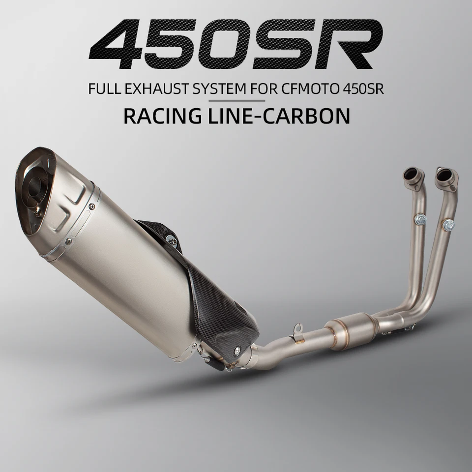 Úplný výfukový systém modifikovaný pre CFMoto 450 SR 450SR Motocykel Escape Moto Front Link Pipe Pripojte nehrdzavejúcu tlmič s krytom