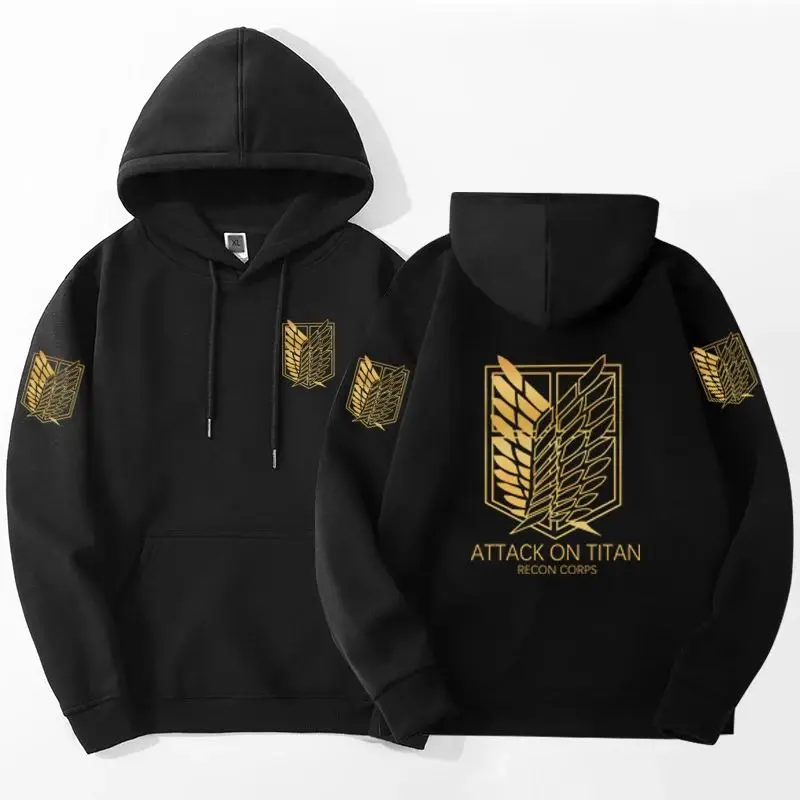 Útok na Titan Anime tlačené mikiny mikina posádka harajuku posádka Crewneck Tracksuit Pullover Aot Manga Hoody