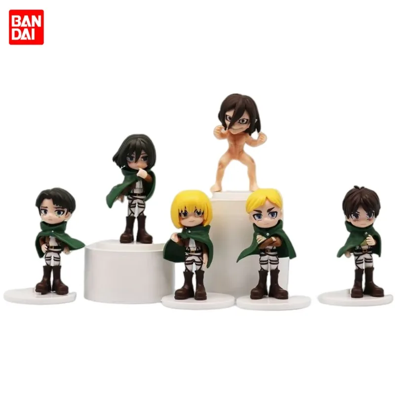 Útok na Titan Eren Jaeger Levi Ackerman Anime Periférna karikatúra Q verzia Doll Model Desktop Deskorácie ozdoby chlapci darček