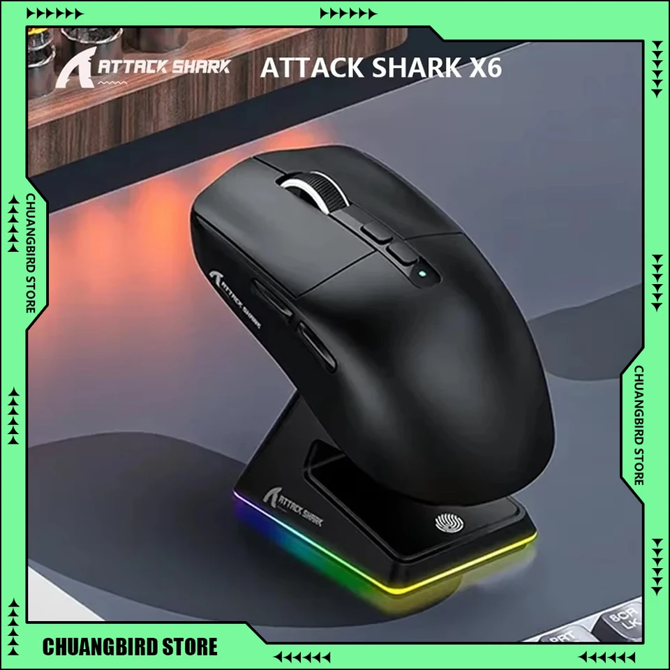 Útok Shark X6 Gamer Mouse 3Mode Bluetooth Wireless 2.4g Wireless Ergonómia herné myši RGB Touch Magnetic Nabíjacie základné darčeky