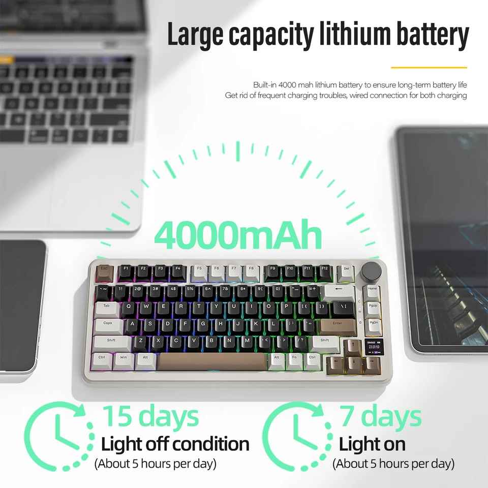 Útok Shark X85 Pro Smart Color Screen Screen Mechanical Keyboard s Hotll-Key Hot Plug Swap RGB Backlight Keyboard