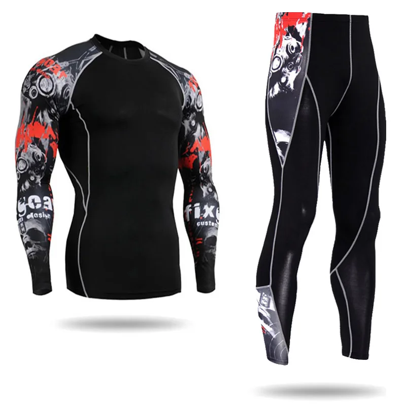 Útokové obleky Cvičenie Set kompresia Športový oblečenie Pot rýchle sušenie Thermo Underwear Men Motocykel Sportswear Quick Dry
