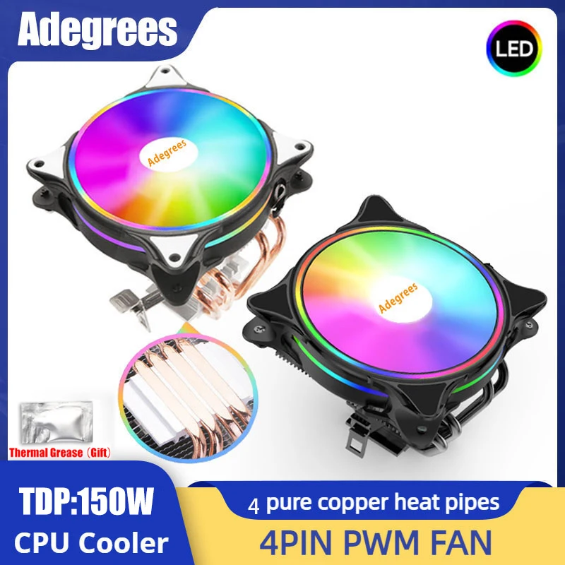 Účinný chladič CPU 4pin PWM 120 mm chladiaci ventilátor pre Intel LGA 1150 1151 1155 1700 775 1200 2011 AMD AM3 AM4 tichý počítačový radiátor PC