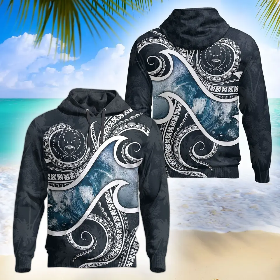 Úžasný polynézsky Pohnpei 3D po celej tlačenej mikine pre mužov/ženy harajuku módne kapucňa mikina ležérna bunda Pullover