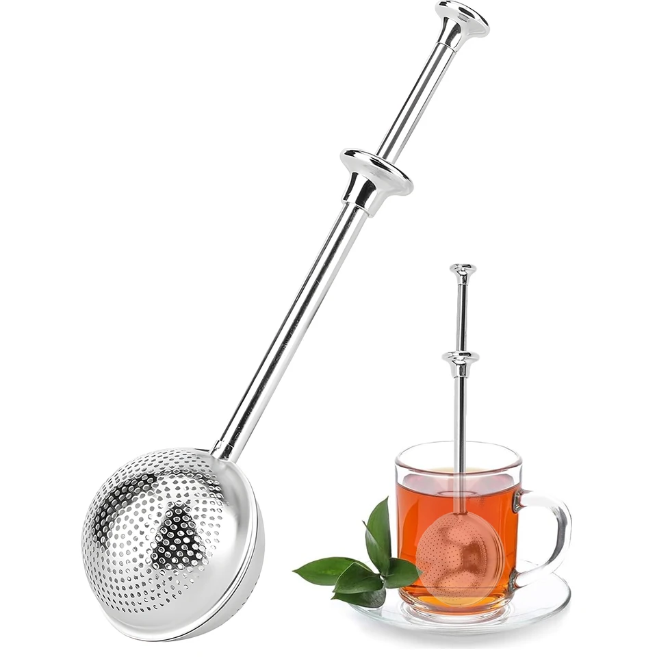 Čajové sitko z nehrdzavejúcej ocele Leeseph, čajový infuser filter natiahnuteľný čajový nástroj Tea Tea pre voľný čaj, kávu, korenie