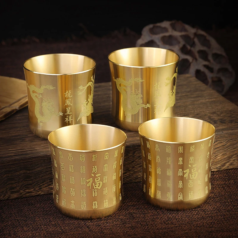 Čajové šálky Mosadzný čaj hrnček Čína bar Drinkware Starove