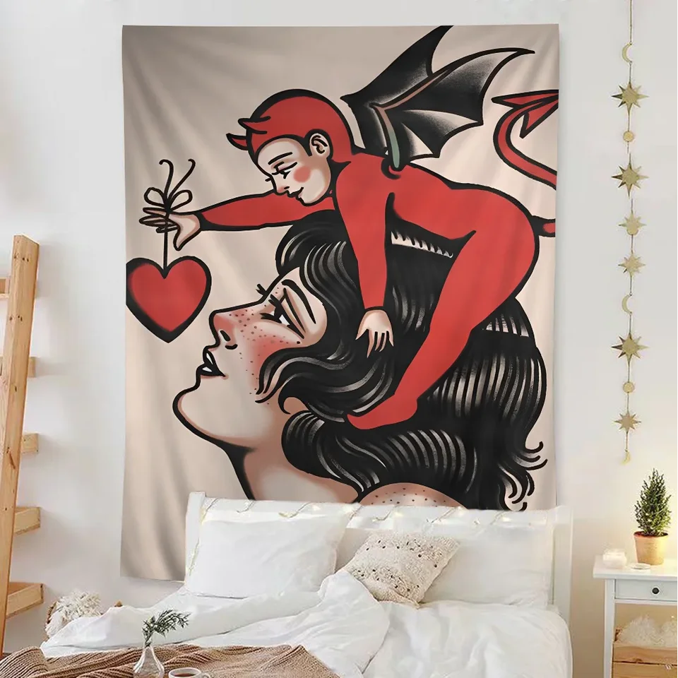 Čarodejnica je slepý potápanie zadarmo naživo zadarmo punk girl zavesenie Bohemian tapisérie domáca dekorácia Bohemská dekorácia veštenie