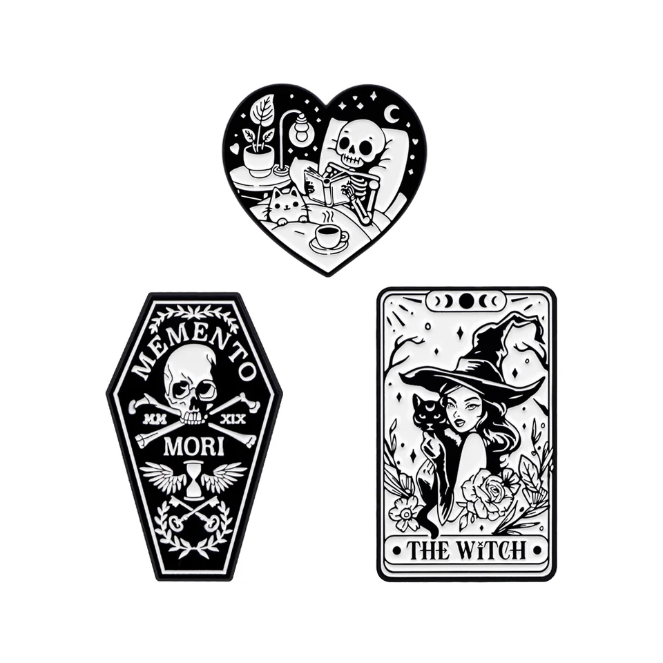Čarodejnica Tarot lebka vzorová sklovina klop Pins pre batoh ženy brošňa na oblečenie odznaky vrecko Halloween doplnky darčeky