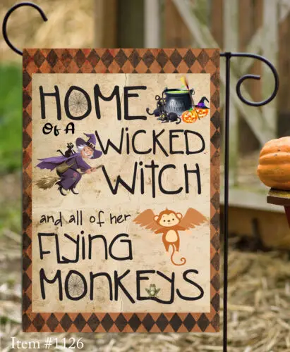 Čarodejnica tu žije Flying Monkeys Garden Vlaj ~ obojstranná mäkká vlajka