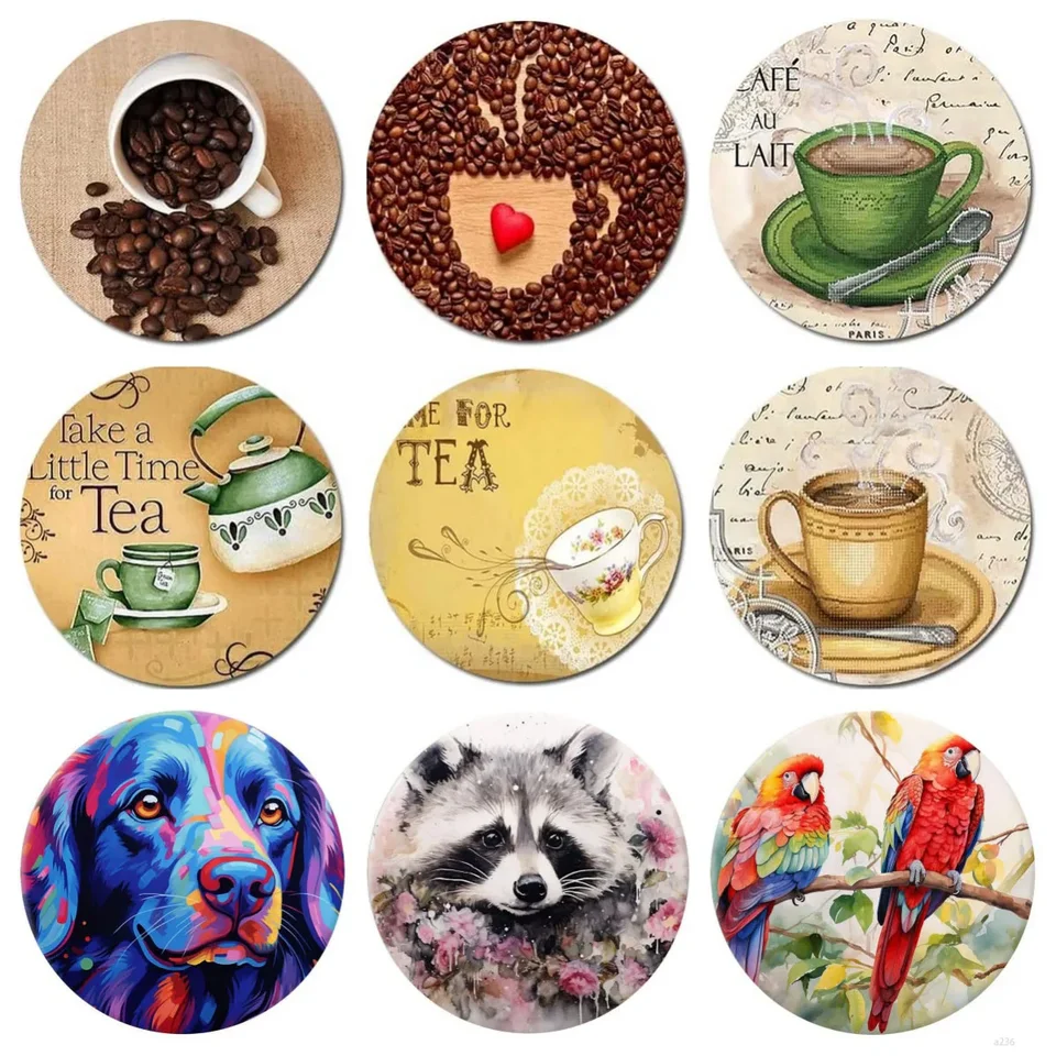 Čas na čaj okrúhle tepelne odolné s drevenou rohožou Drink Coaster Coasters Coffee Horúci nápoj hrnčekový stôl prestieranie auta kuchynské doplnky