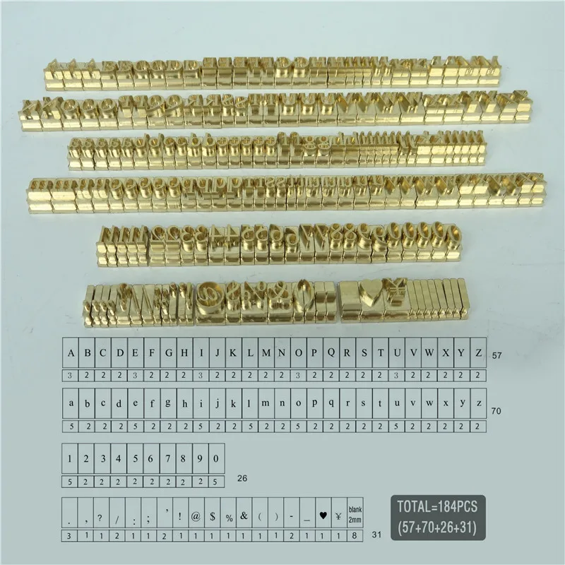 Čas nový rímsky/Microsoft/Cursive Script T Tvar flexibilného pečiatka mosadzné písmená, 184ks/set RCIDOS Prispôsobenie čísla/abecedy