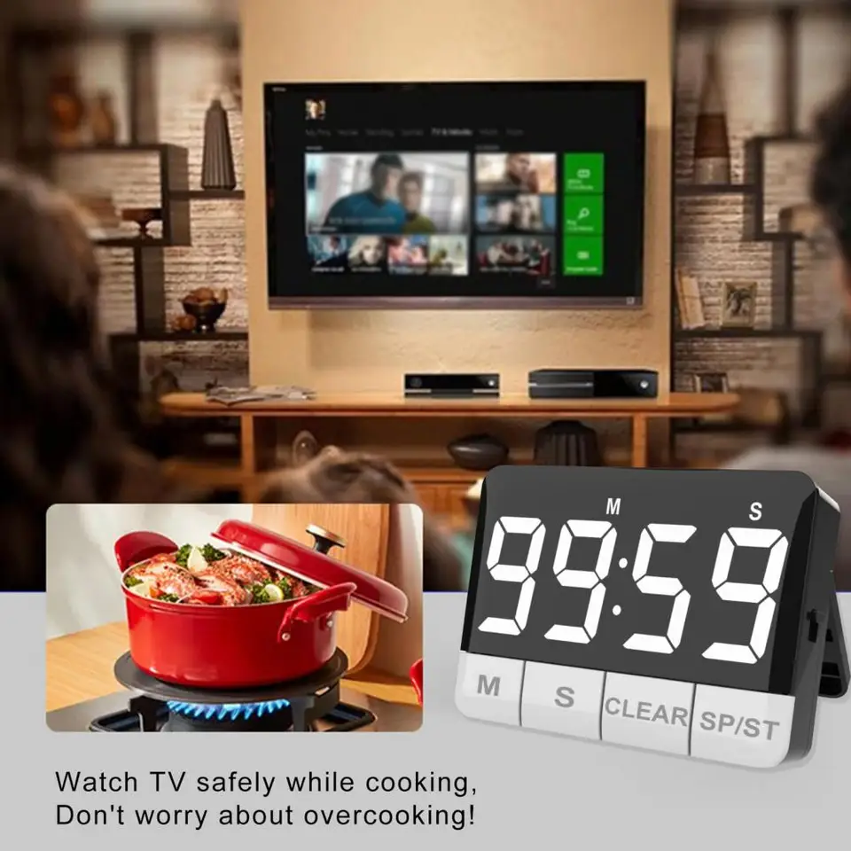 Časovač kuchyne 120 dB Loud Alarm Veľký LED displej LED Display Energia zachraňujúca magnetické odpočítavanie viacúčelového prenosného časovača