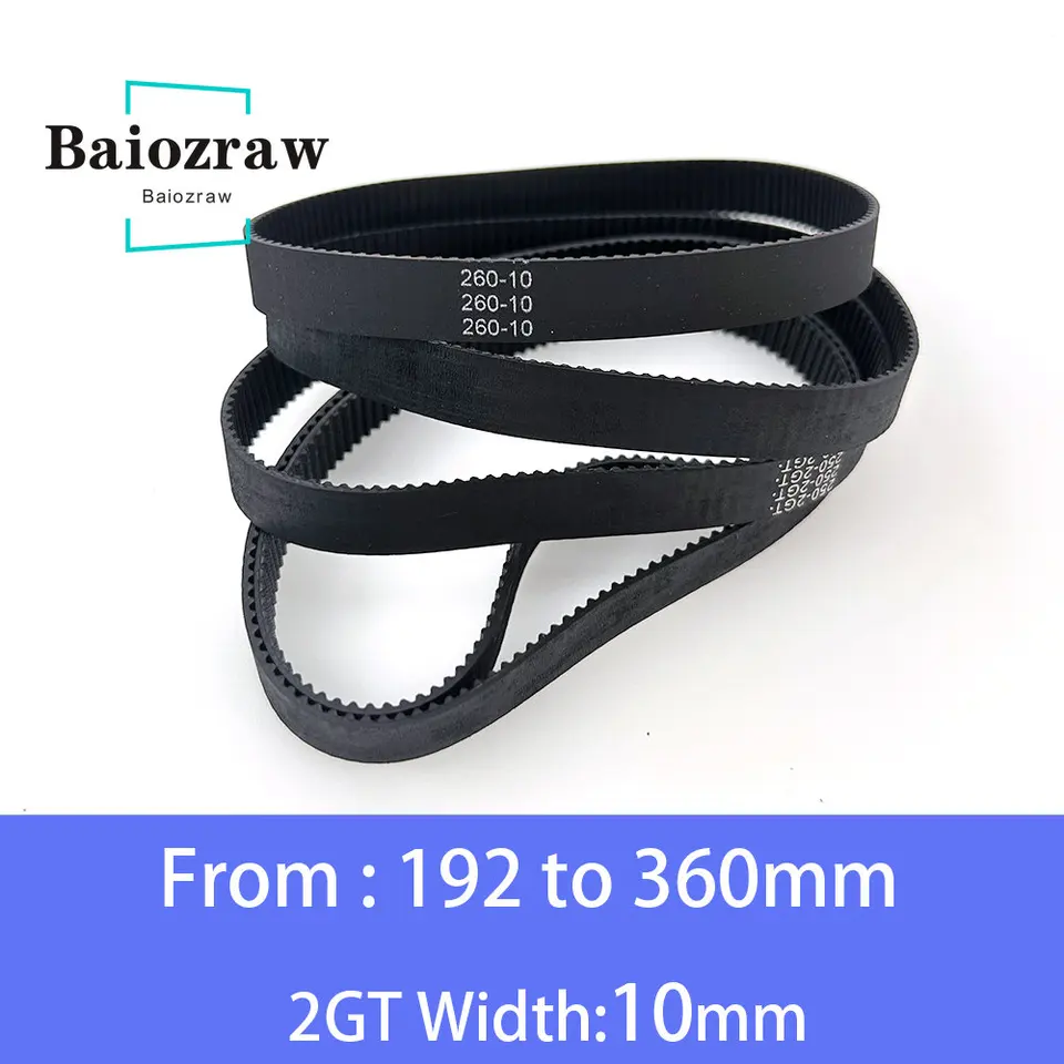 Časti 3D tlačiarne GT2 10 mm uzavretá slučka Gumový časový pás 192 200 202 220 232 240 250 260 280 294 300 320 340 350 360 mm 2gt 1ks