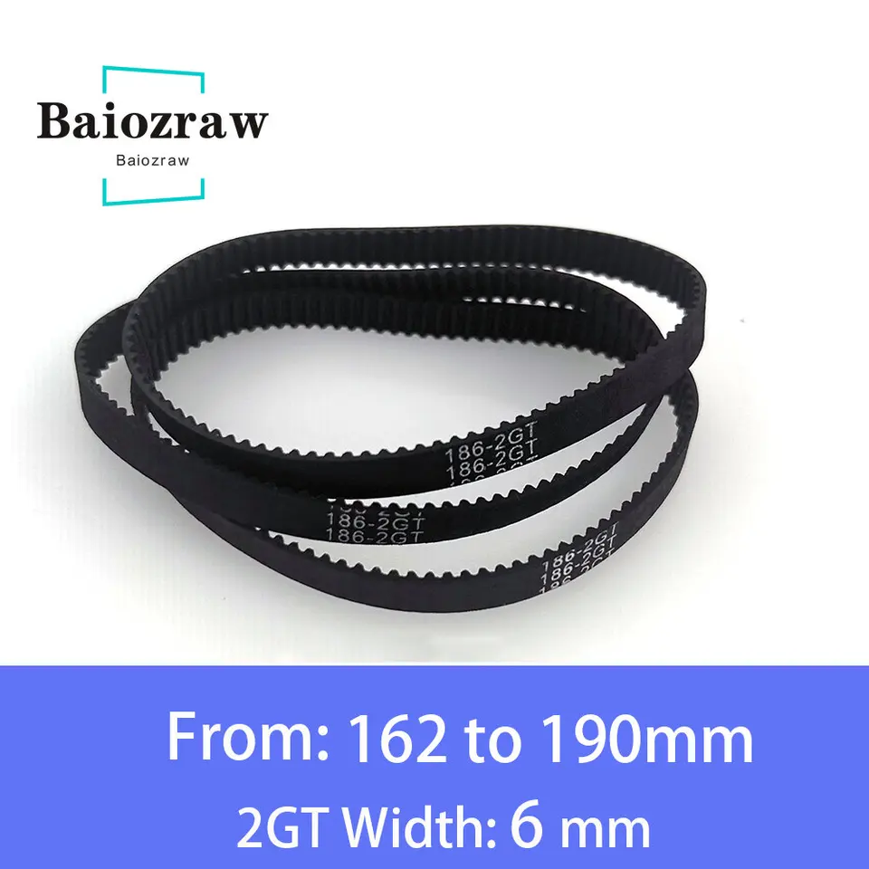Časti 3D tlačiarne GT2 6 mm uzavretá slučka Gumový časový pás 162 164 166 168 170 172 174 176 178 180 182 184 186 188 188 190 mm 2gt 1pcs