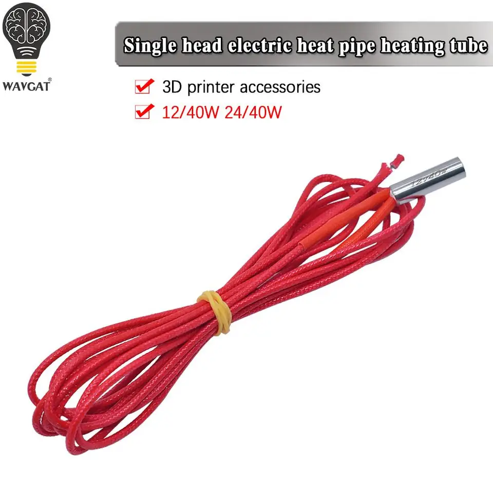 Časti 3D tlačiarne Ohrievač kazety 12V 24V 40W 30W 6x20 Reprap kábel 100 cm pre J Head Hotend V6 MK8 PT100 Tepelný blok WavGat