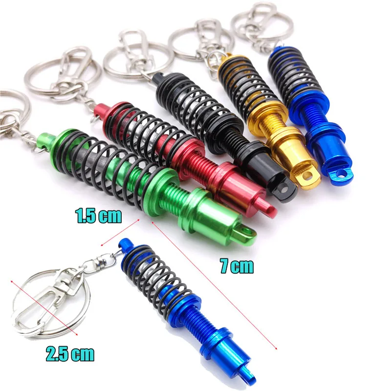 Časti ladenia automobilov Shock Keychain Domo JDM Keyring Car Falošný taxík Keyring Hliníková zliatina modifikovaná pružinová tlmič Keychain